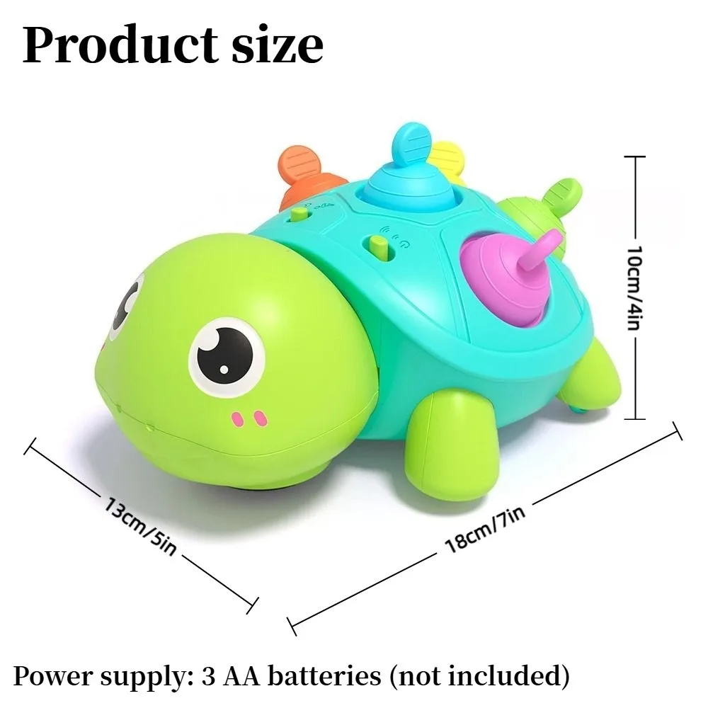 Tortue musicale rampante pour bébé, jouets Montessori lumineux pour bébé, apprentissage sensoriel, sons apaisants, jouet tortue musicale