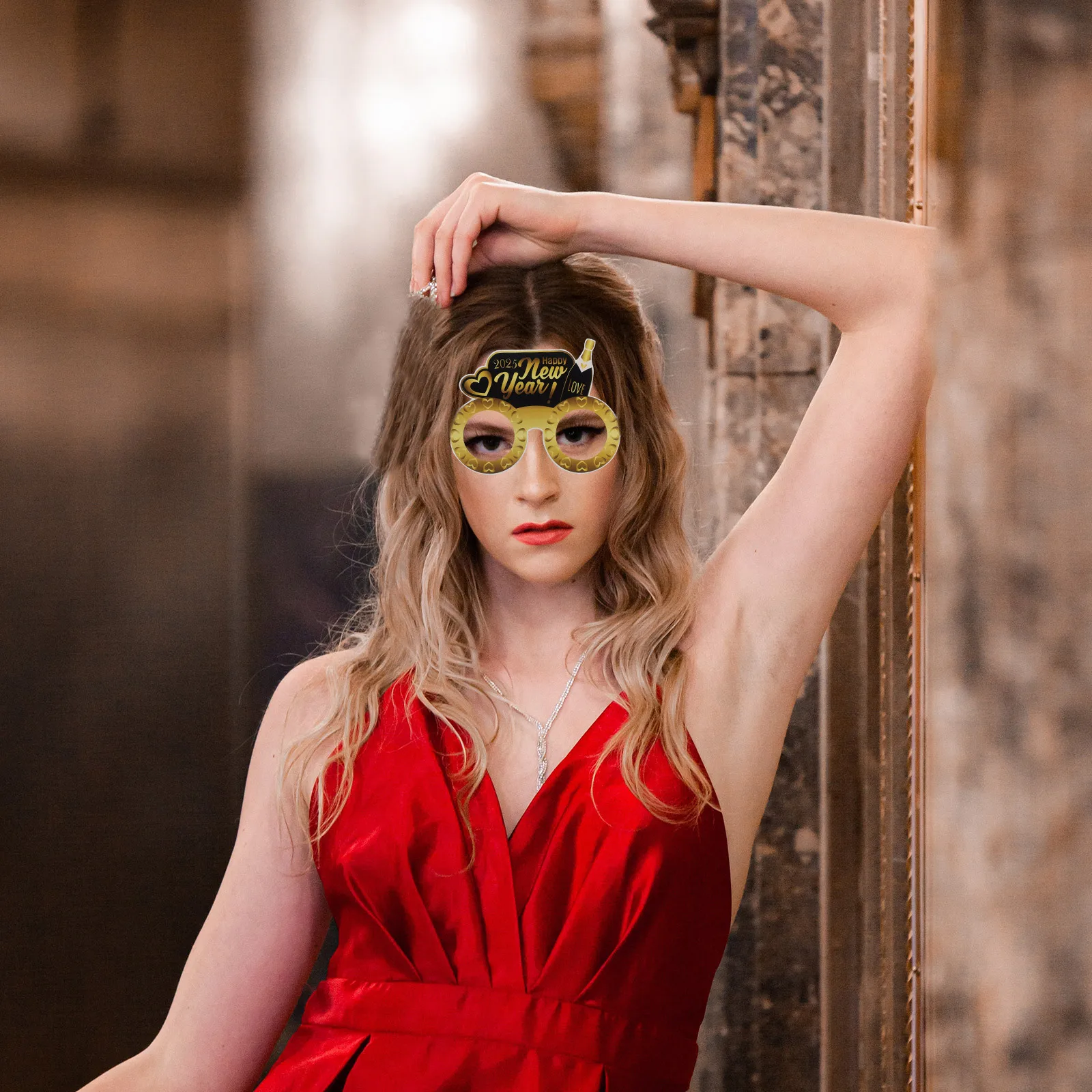 

12Pcs New Year Black Gold Paper Glasses Creative Photo Props Fun Glasses for Happy New Year Party Decorations Accessories