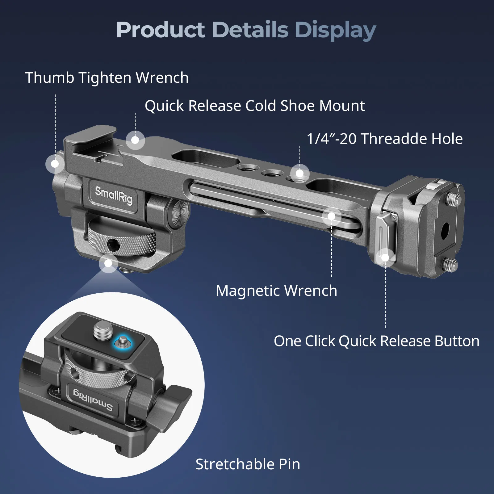 SmallRig 4637 HawkLock Quick Release Camera Monitor Mount for DJI RS 4 Mini / RS 4 Pro / RS 4 / RS 3 Mini / RS 3 Pro / RS 3