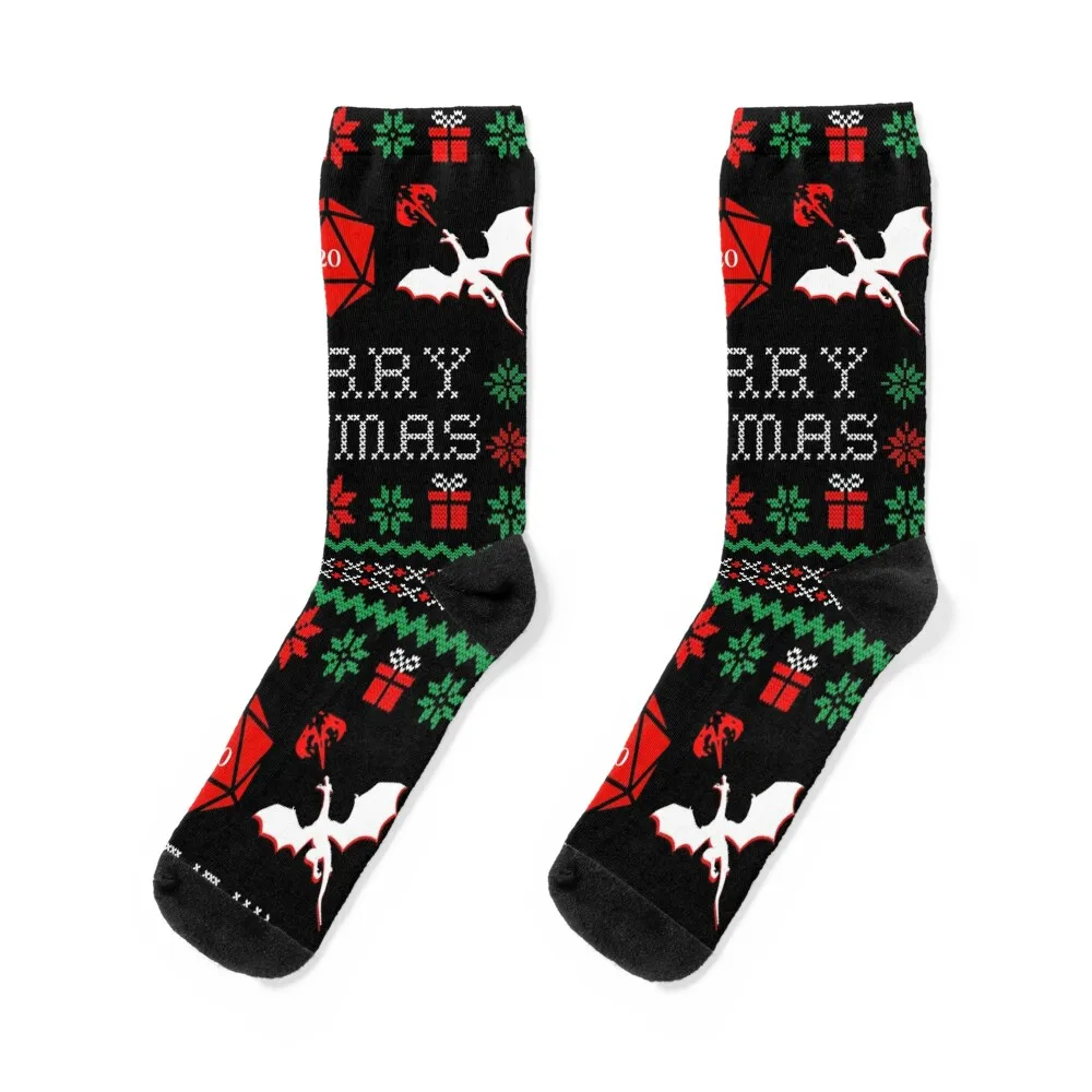 DND CHRISTMAS, Merry Critmas, dungeons and dragons christmas ugly sweater Socks funny gifts funny gift Girl'S Socks Men's