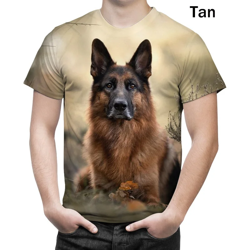 2022 Cool Fashion Summer 3D Printed Tops Men \'s Personality T Shirt German Shepherd Loyal Dog Short Sleeve T-Shirts for Men