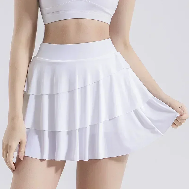 

Лимонная Женская юбка для бега, фитнеса, тенниса, йоги, спортивные шорты, свободная юбка из двух частей, быстросохнущие брюки, велосипедные шорты