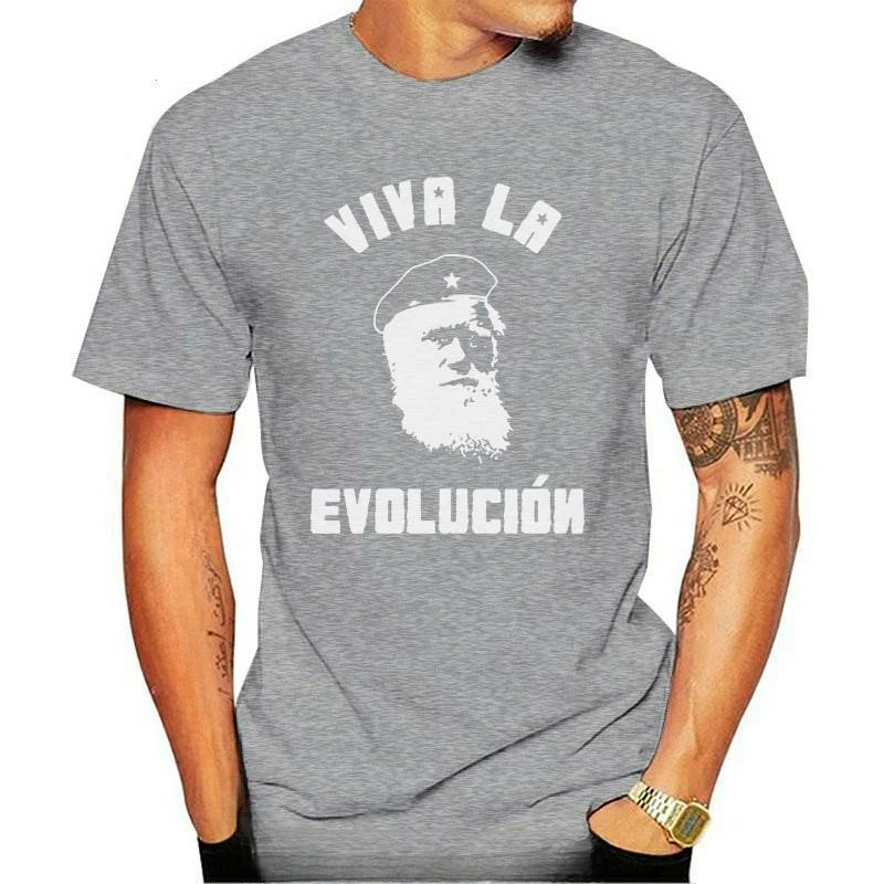 Summer harajuku Man Clothing Viva-La Evolucion Shirt Charles-Darwin Evolution Funny Parody Vintage Biologist Geek Digital Print