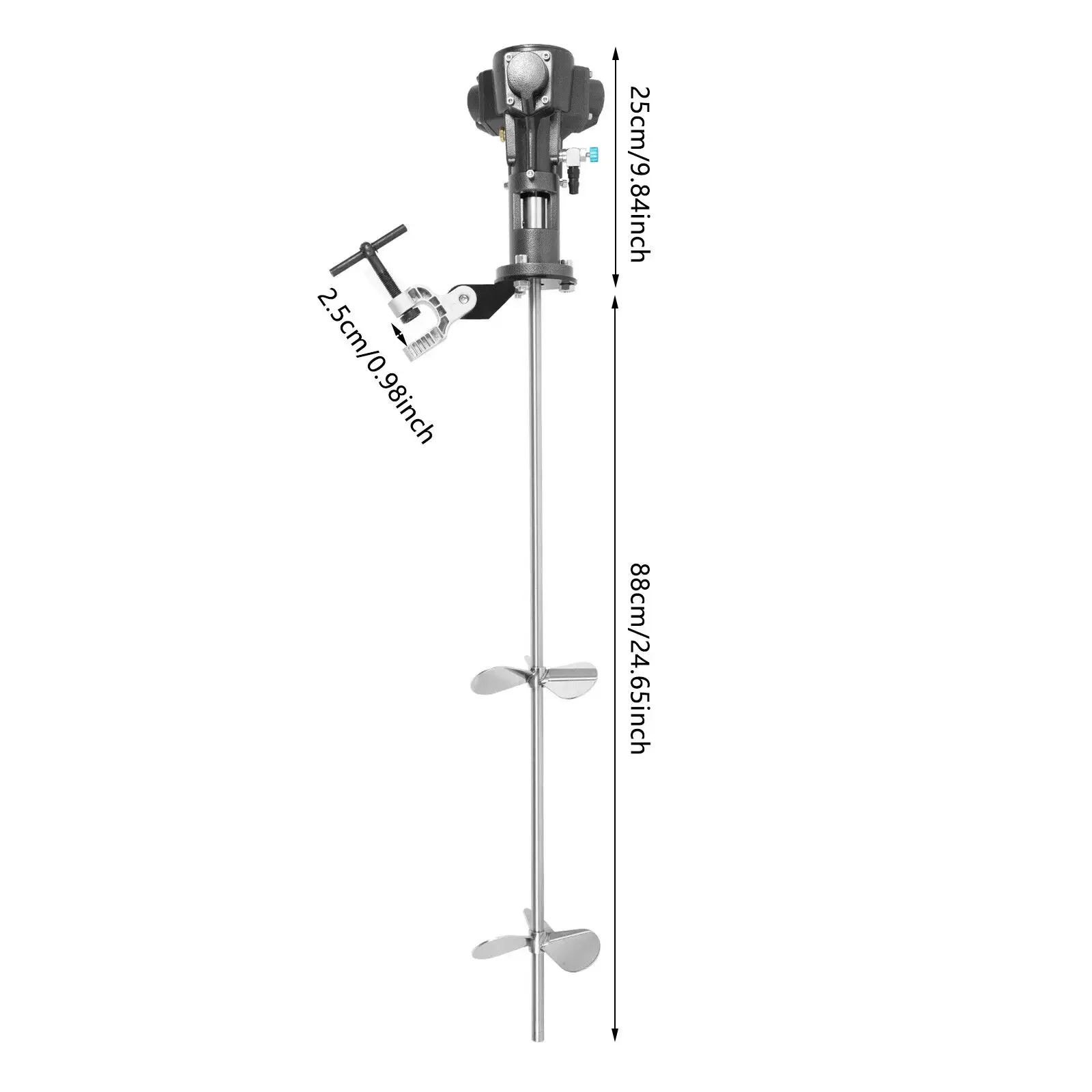 خلاط هوائي سعة 50 جالون - خزان أسطواني من الفولاذ المقاوم للصدأ ذو لوحة أفقية