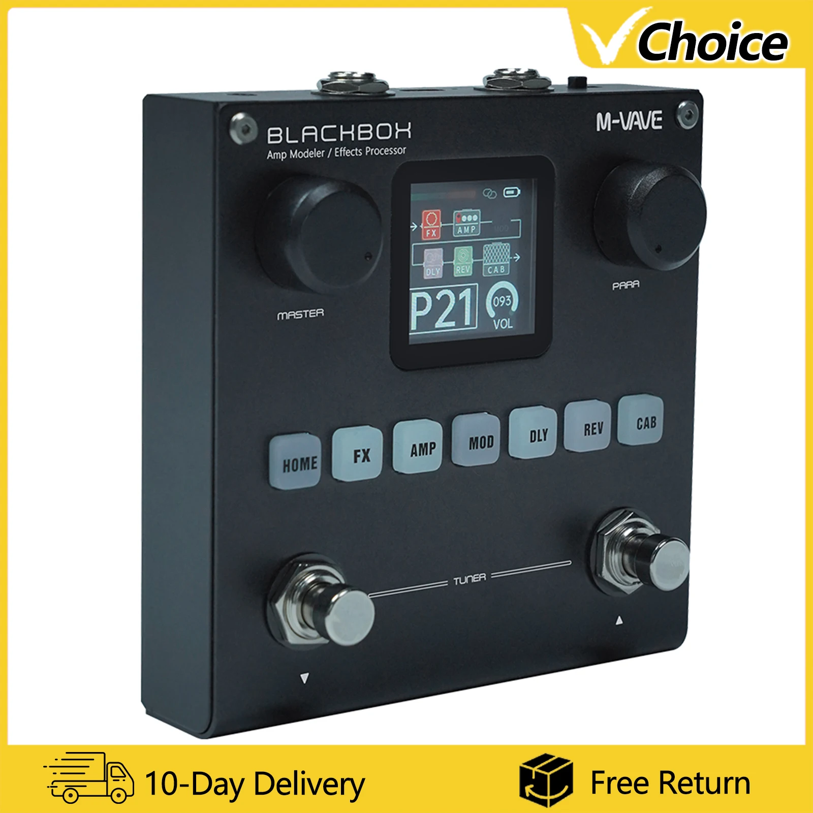 M-VAVE Multi-Effects Processor BLACKBOX Multifunctional Guitar Effector Built-in battery 80 editable Presets 6 Effects Module