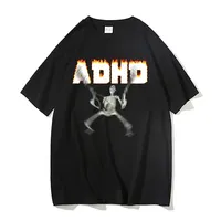 Adhd Skeleton Meme T-shirts Classic Vintage Humor Horror Funny Skull T Shirt  Women Casual Hip Hop Summer Oversized T Shirt