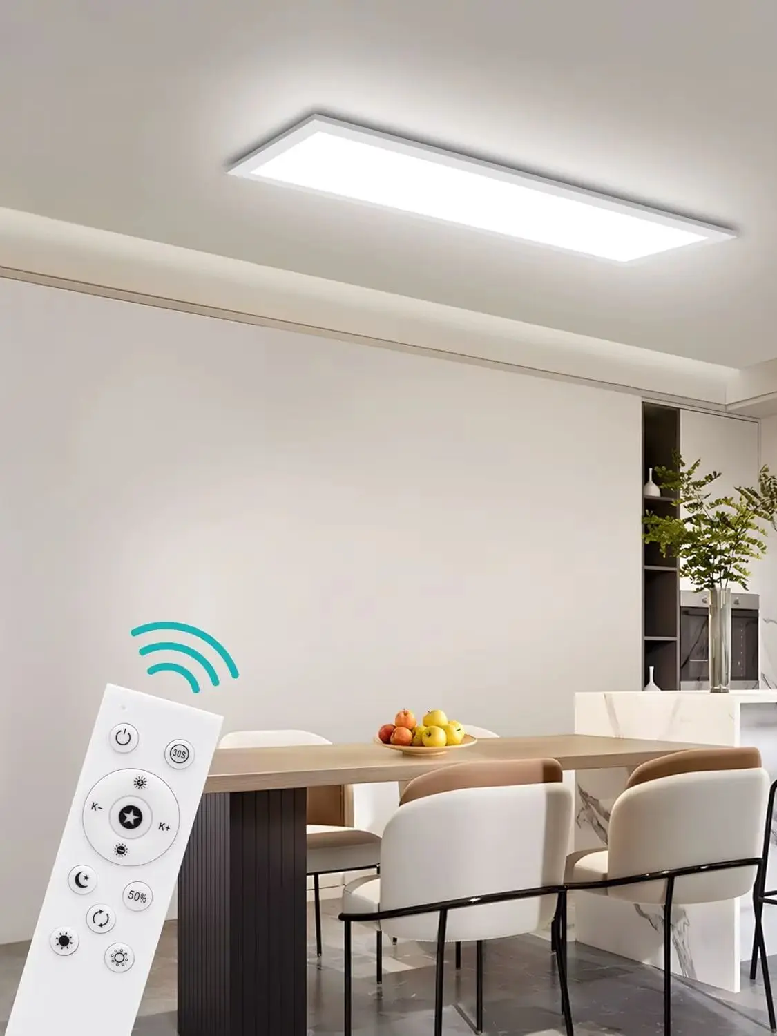 24W LED-Deckenleuchte 3100LM dimmbar 3000K–6500K Flachpanel mit Fernbedienung, 58×20cm Deckenlampe für Schlafzimmer Küche Büro