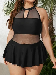 Maillot de bain une pièce noir effet push up, grande taille, en maille, pour femmes, vêtements de plage, d'été, 4XL, 2022