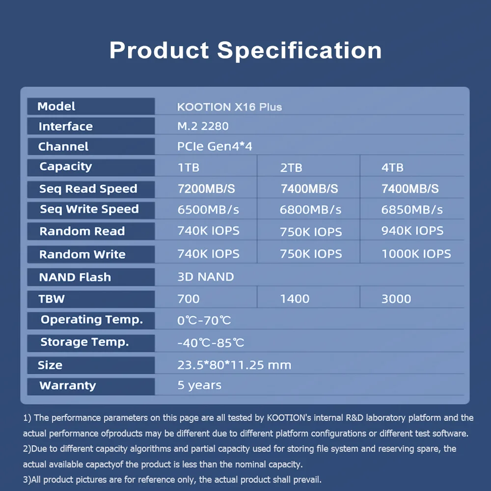 KOOTION X16 PS5 콘솔 M.2 SSD NVMe 2TB 1TB 512GB M2 SSD 디스크 M.2 PCIe4.0x4 2280 노트북 PC용 내부 솔리드 스테이트 드라이브