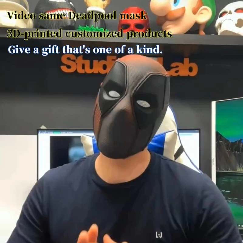 Casco Magnético de Deadpool 1:1 – Máscara de Cosplay Impresa en 3D con Placa Frontal Ahumada, Accesorio Magnético para Adultos