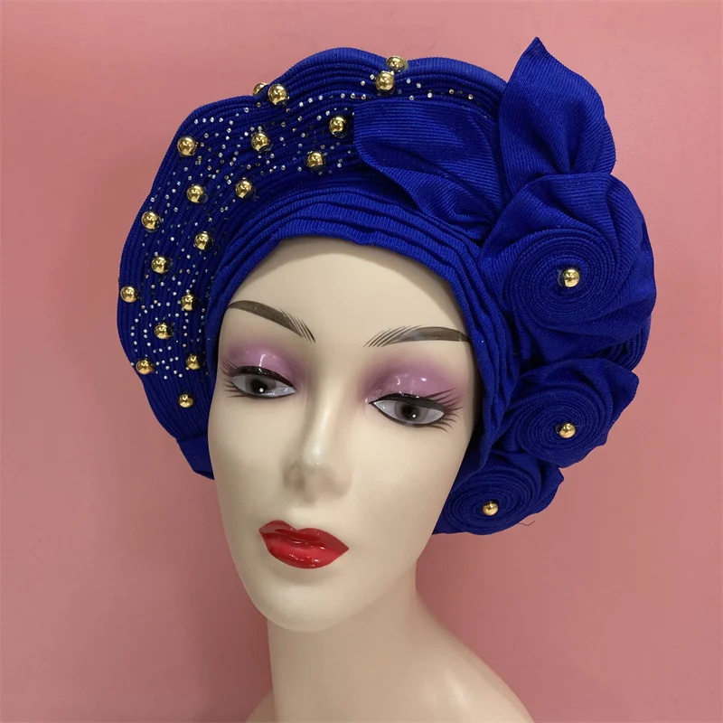 Nigerian gel headgear, with stone bead, already made auto, turban, afro aso ebi gel aso oke, wide brim headgear 7L111802