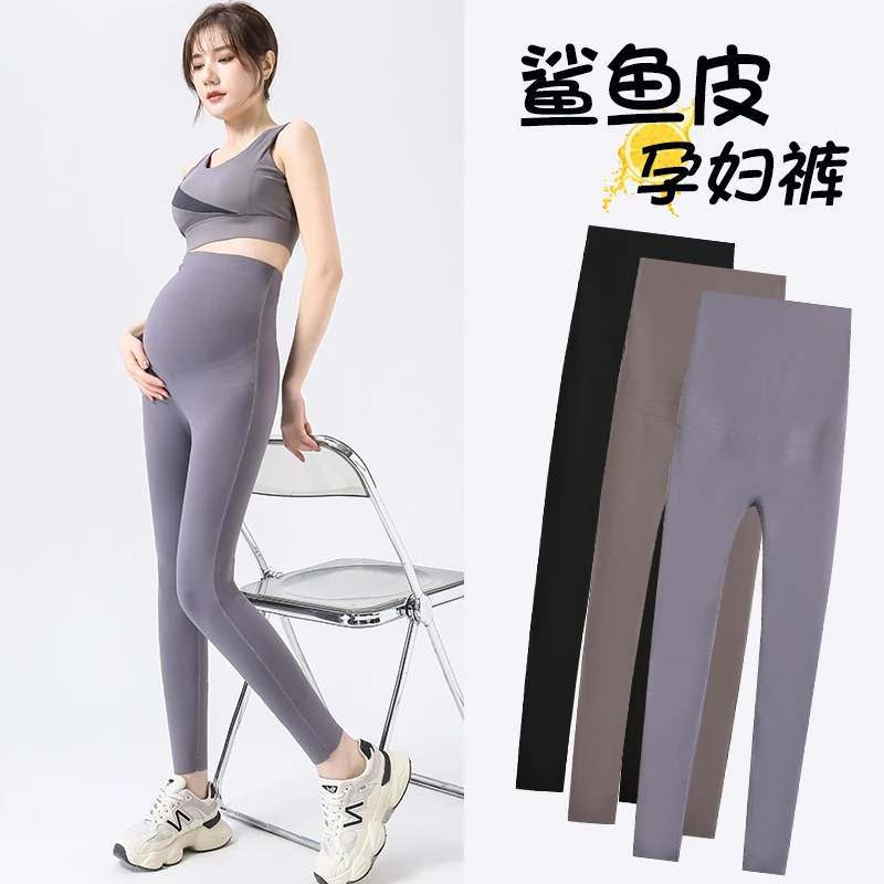 

962# Spring Thin Seamless Nylon Maternity Yoga Pants High Waist Belly Legging Clothes for Pregnant Women Pregnancy Shapewear