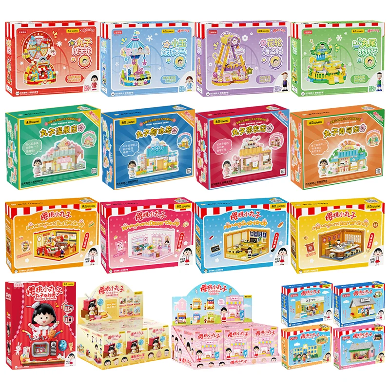 

Chibi Maruko-chan Building Blocks Rakuen Monogatari Assembling Model Toys Desktop Decoration Puzzle Birthday Gifts for Children