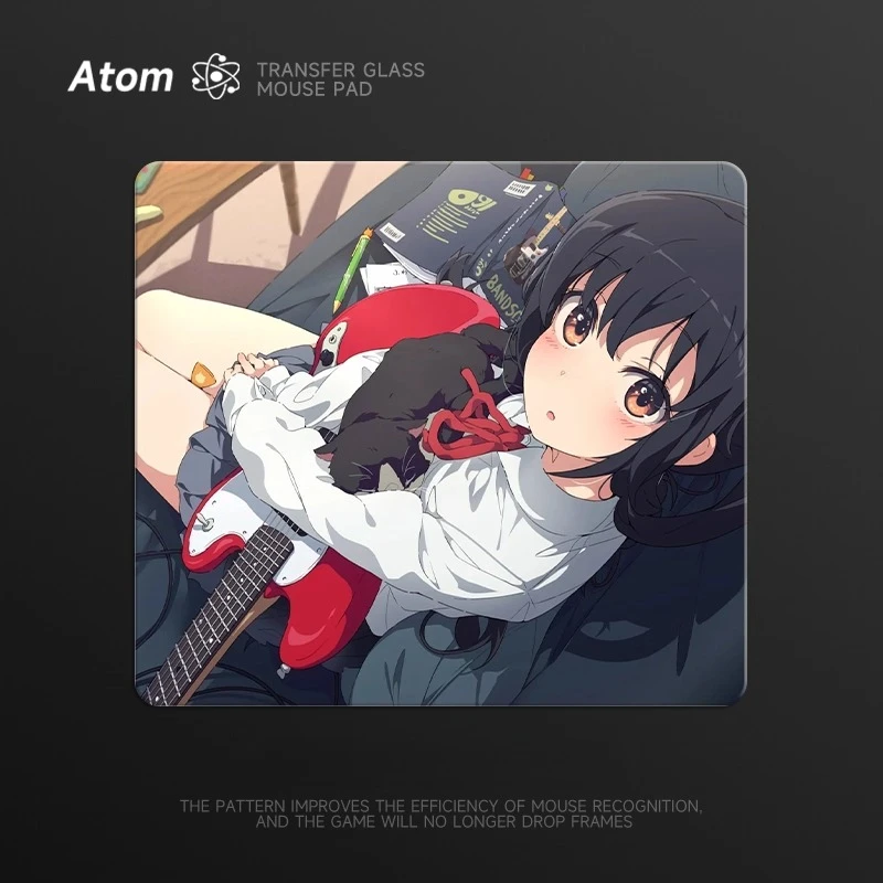 

ATOM Tempered Glass Mouse Pads Custom Personalised Anime Laser Engraving Technology Desk Pad for PC FPS Gaming Mouse Pad Gift