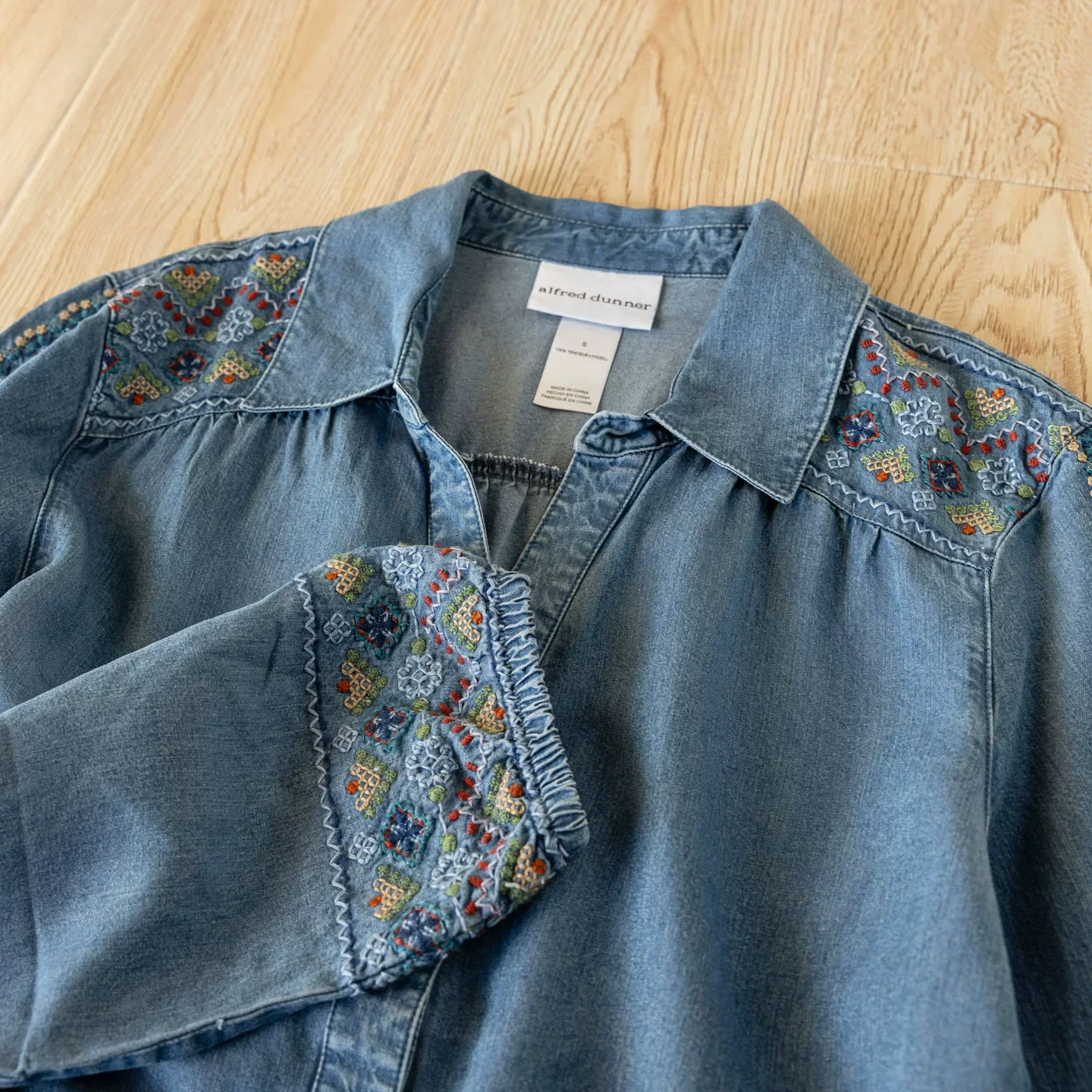2026 original brands women clothing bohemian v neck embroidered denim shirts for women vintage ethnic jean shirts blouses