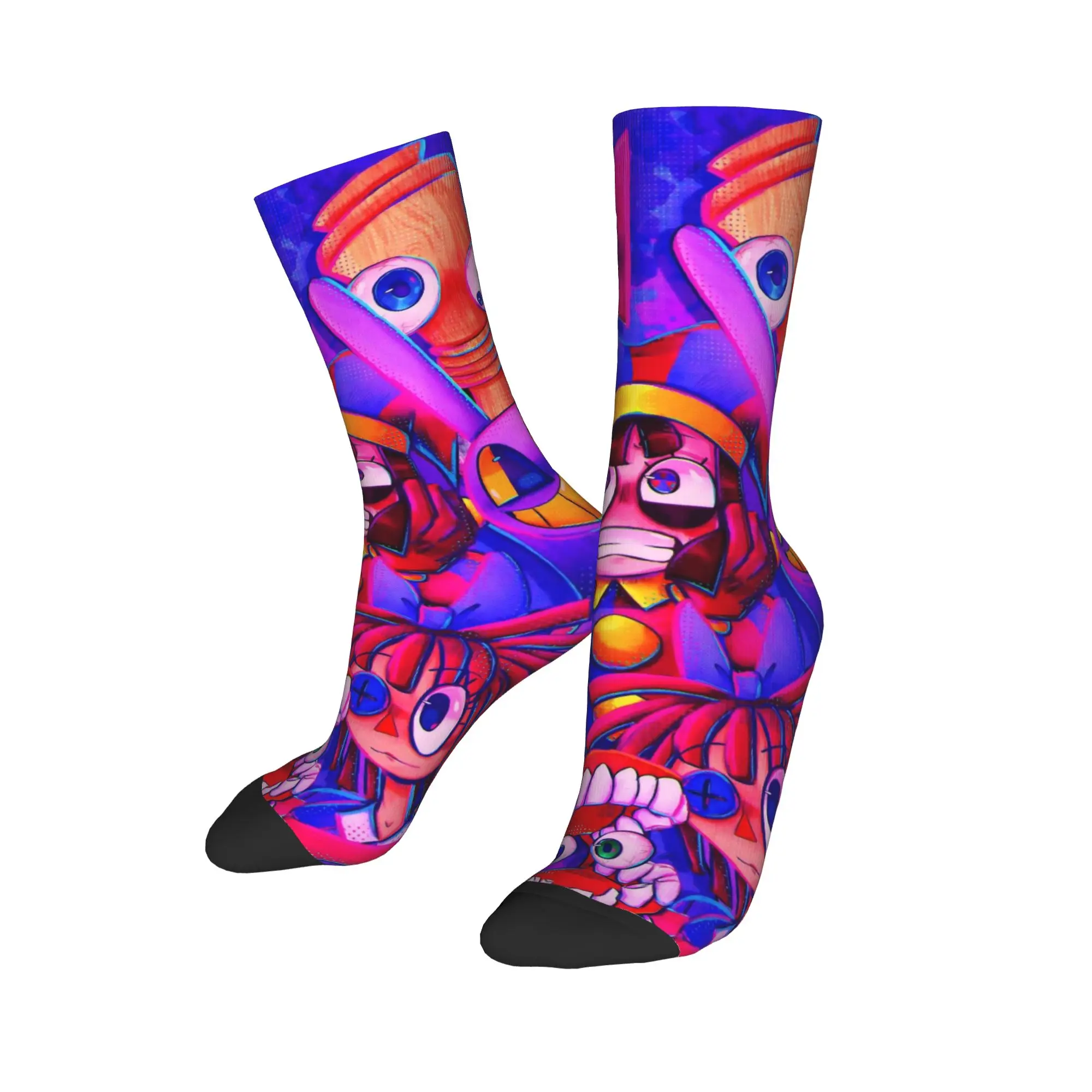 Autumn Winter Colorful Women Men Cartoon Digitals Circus Socks  Breathable Basketball Socks