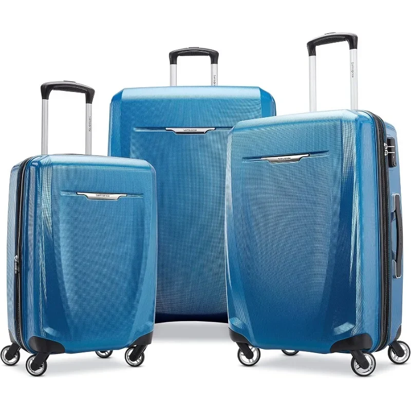 Samsonite Winfield 3 DLX Hardside Luggage with Spinners, 3-Piece Set (20/25/28), Blue/Navy