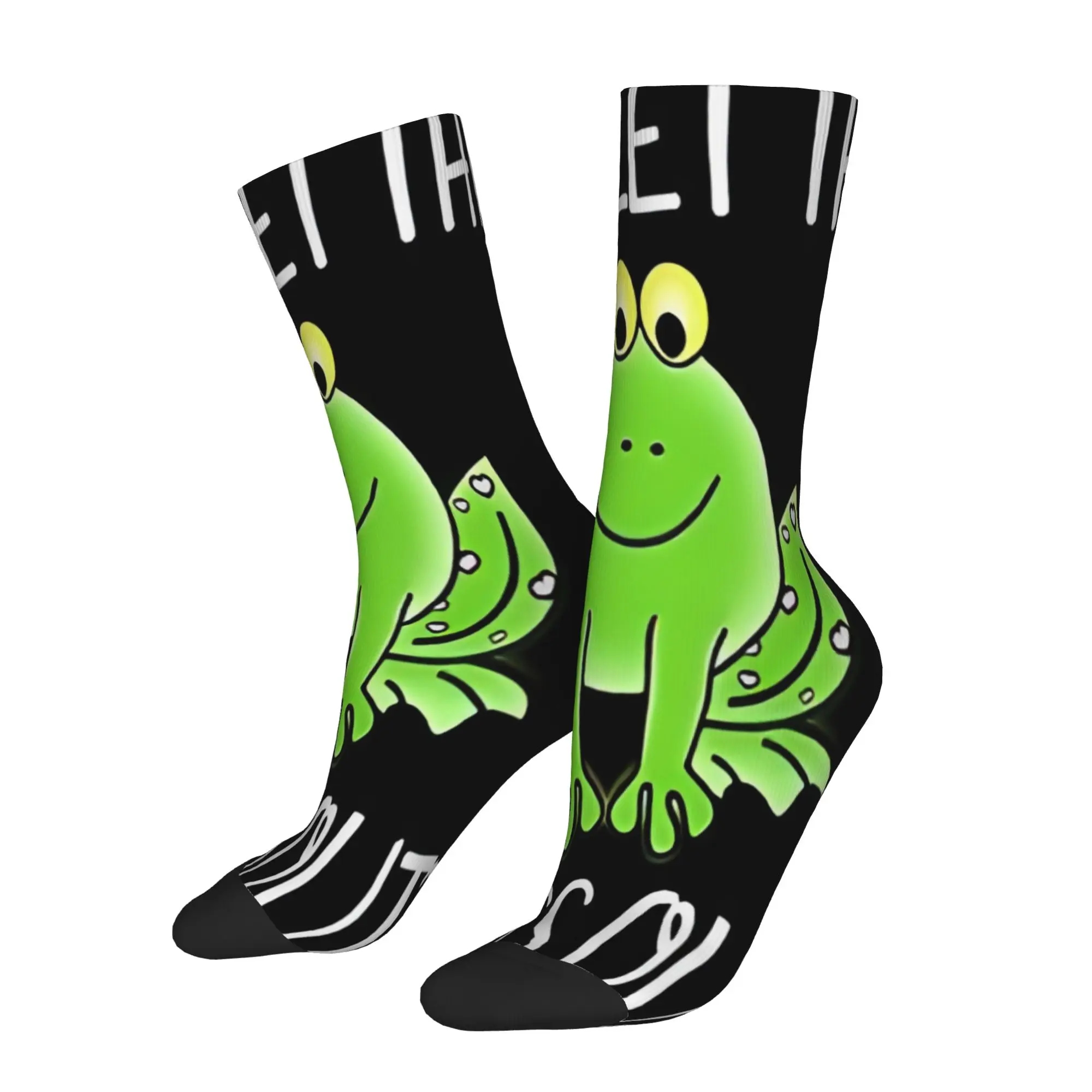 

1 Pair Funny Sock who let the frog out Green animals Vintage Quality Pattern Printed Men Socks Novelty Men's Socks