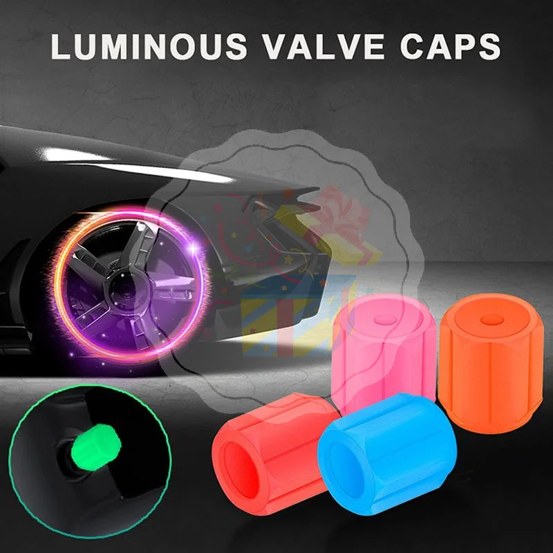 Night Glowing Luminous Valve Caps 1/4Pcs Waterproof Fluorescent Cover Universal for Moto Bicycle Car Wheel Tire Accessory