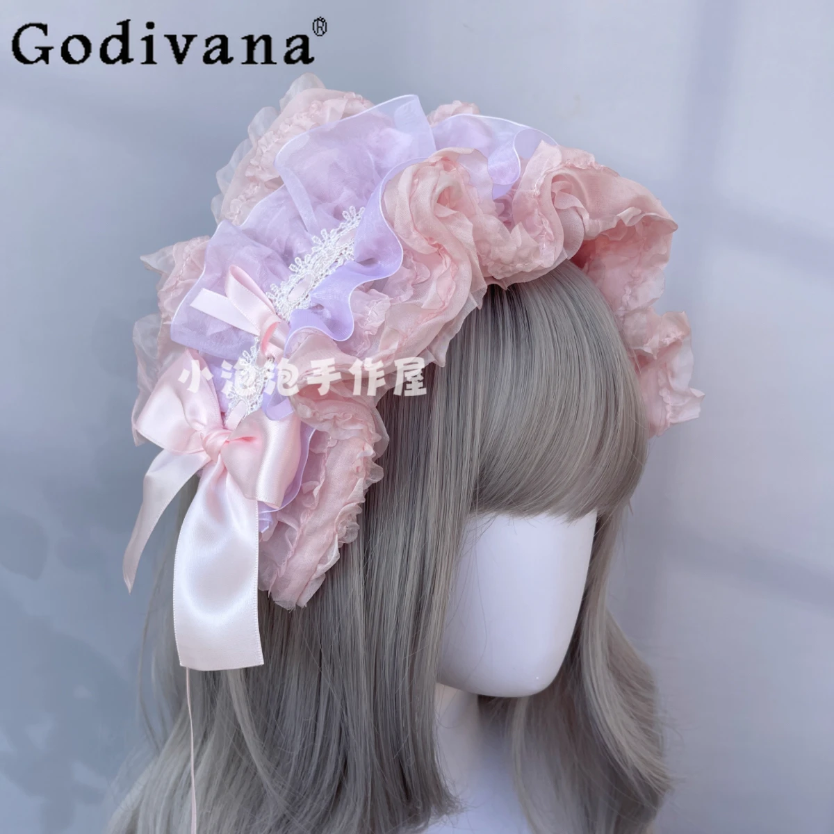 

Japanese Original Sweet Girl Lolita Hair Accessories Pink Bow Doll Feel Hairband Cute Soft Girl Sweet Girl Hair Clip