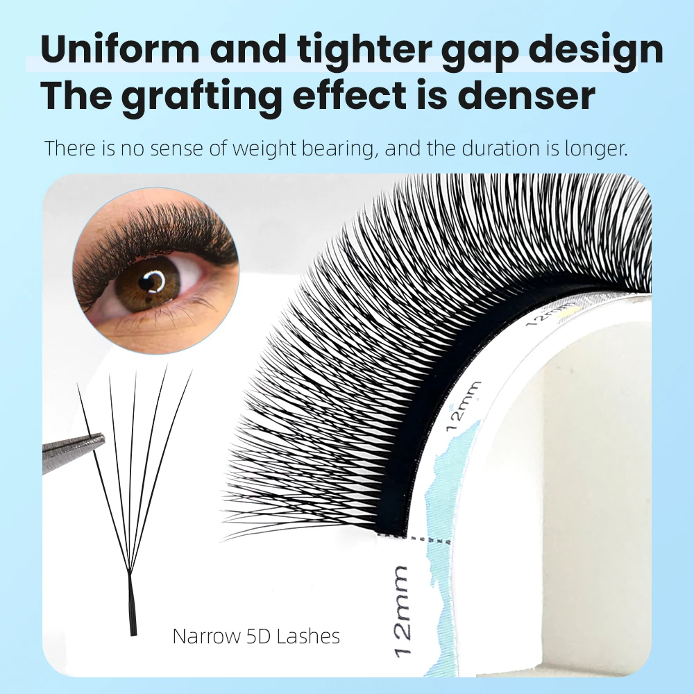 Yelix Narrow 5D W Shape Lashes Volume Fan Smaller Spacing W Shape Premade Eyelash Extension Faux Cils Natural Soft Graft Eyelash