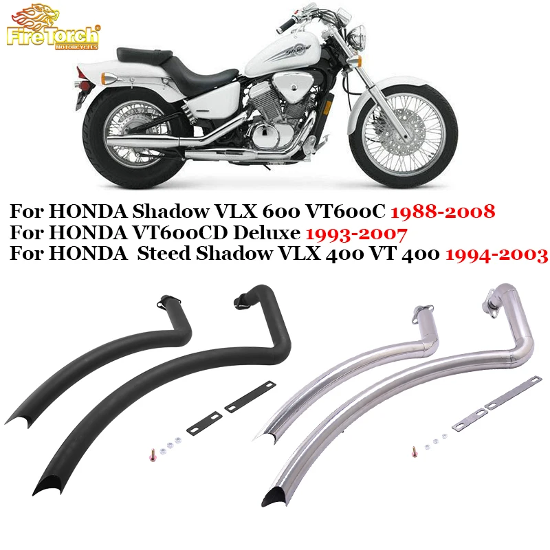 

For HONDA Shadow VLX 600 VT600C VT600 VT600CD Deluxe 1993-2007 Steed Shadow VLX 400 VT 400 Motorcycle Exhaust Full System Pipe