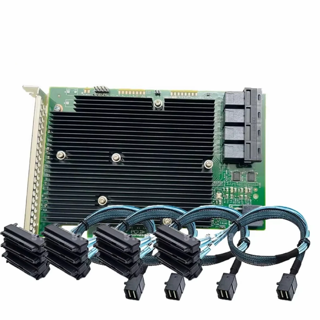 Image of LSI SAS 9300-16I 12GB/S HBA BUS ADAPTER Erweiterungskarte IT-Modus+4*SFF-8643 SAS-Kabel Erweiterungskarte
