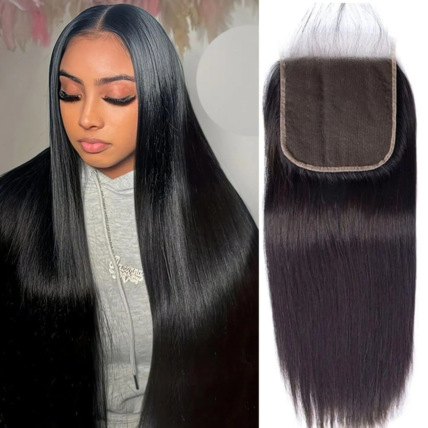 

Натуральные прямые волосы в пучках с закрытием 4x4, 5x5, 13x6, необработанные бразильские волосы для наращивания с прозрачным фронтальным покрытием 13x4