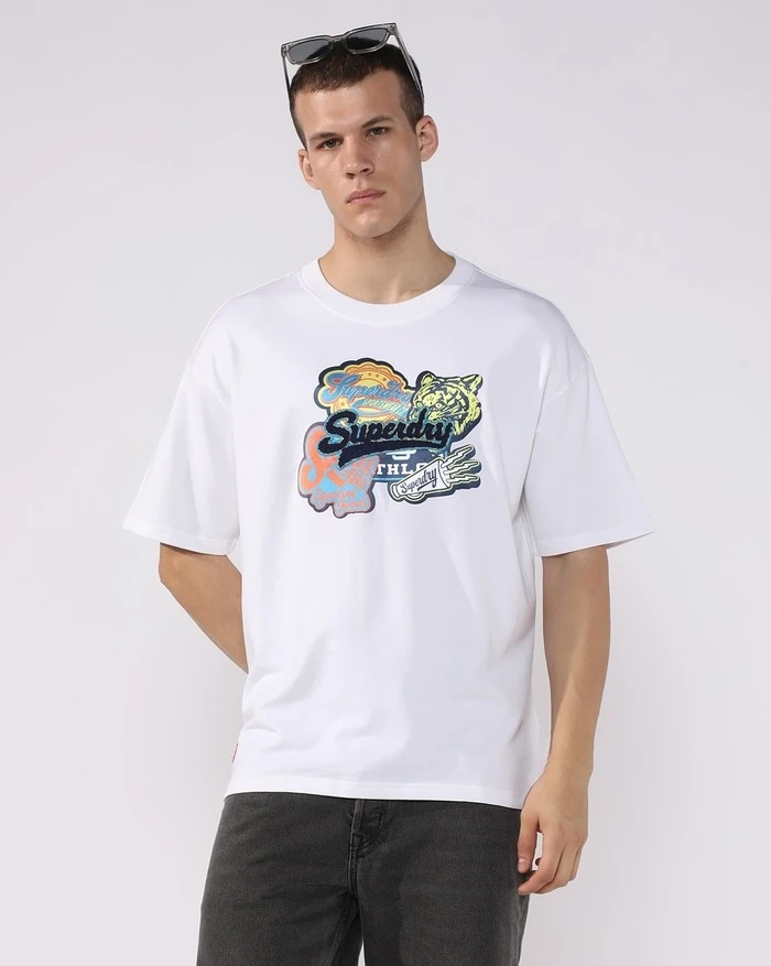 VARSITY MULTI BADGE Superdry Fashion Casual Brand Graphic T-Shirt Cotton Men Women Streetwear Tee