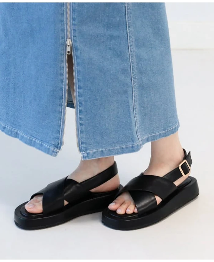 Japanese Fashion Simple Cross Strap Platform Sandals Color Block Summer Sports Sandal Casual Roman Beach Shoes Women's Slippers