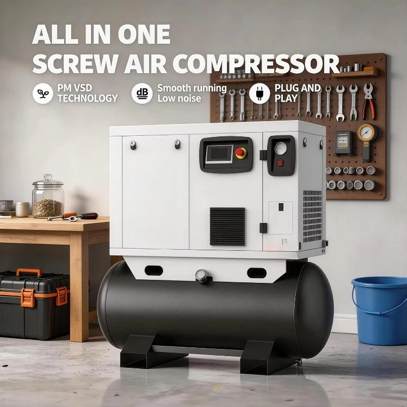 Industrial 4-in-1 Noiseless air Compressor with Air Dryer 8 10 Bar 100 Gallon 300L 500L air Compressor for Wall Paint
