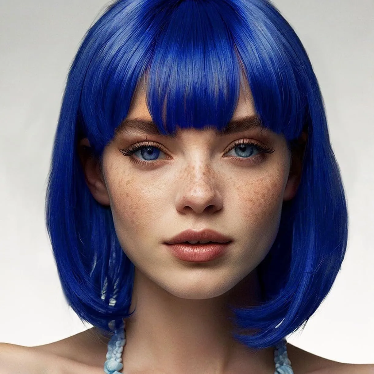 Short Straight Hair With Bangs Dyed Bobo Face-framing Short Straight Hair Wig Headpiece Medium-length Style