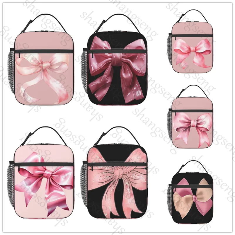

Lunch Bag insulated bag,student thickened waterproof Bento Bag Outdoor Travel Ice Pack, Picnic Bag, Lunch Bag Pink bow