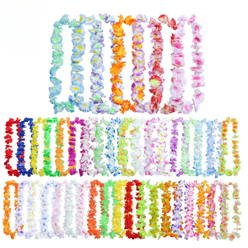 

Hawaiian Leis Bulk Flower Necklaces Luau Party Decor, Colorful Hula Dance Celebration Tropical Summer Beach Pool Parties