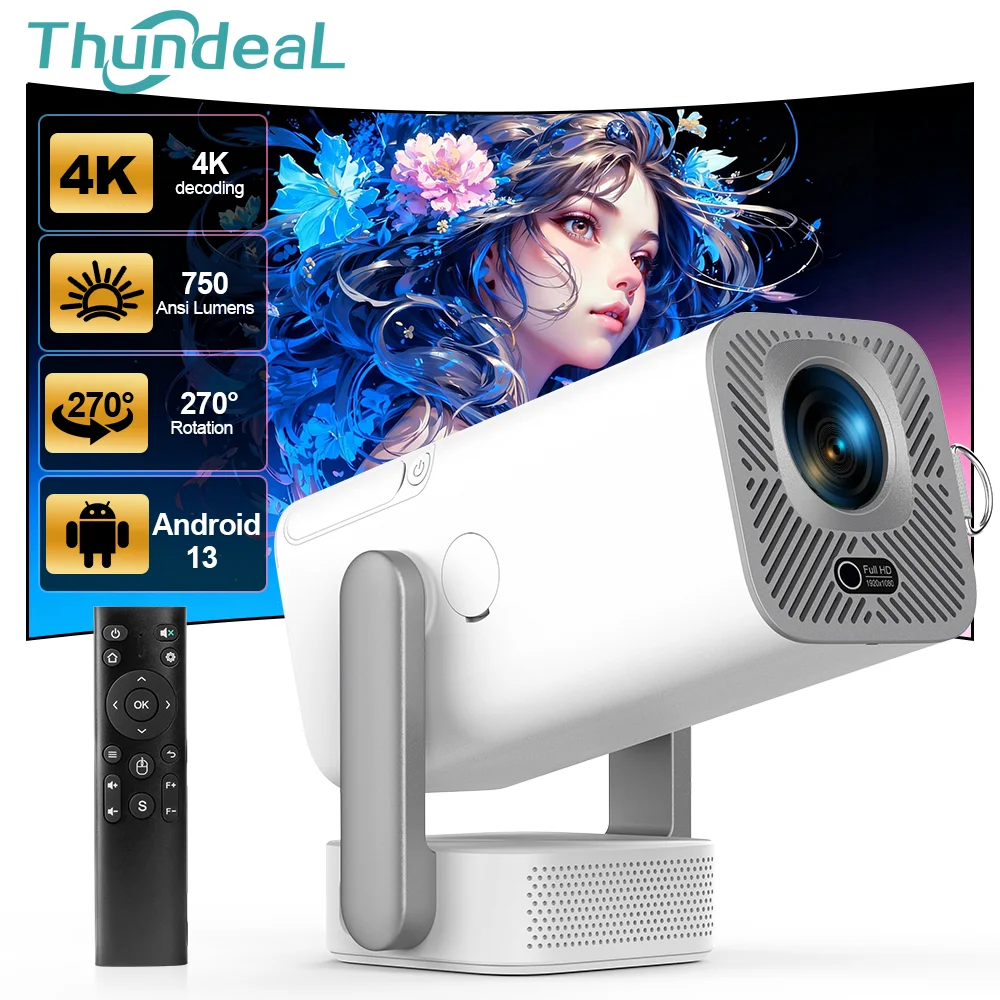 ThundeaL 미니 프로젝터 TD80Pro 풀 HD 1080P WIFI 안드로이드 휴대용 프로젝터 TD80 Pro 3D 4K 비디오 홈 시어터 시네마 PK TD80W