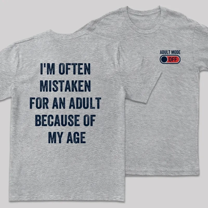 Funny Adult Mode Off Switch Slogan Graphic T-shirt Men Cotton Short Sleeve Humor Quote Loose Oversized Casual Daily Street Tops