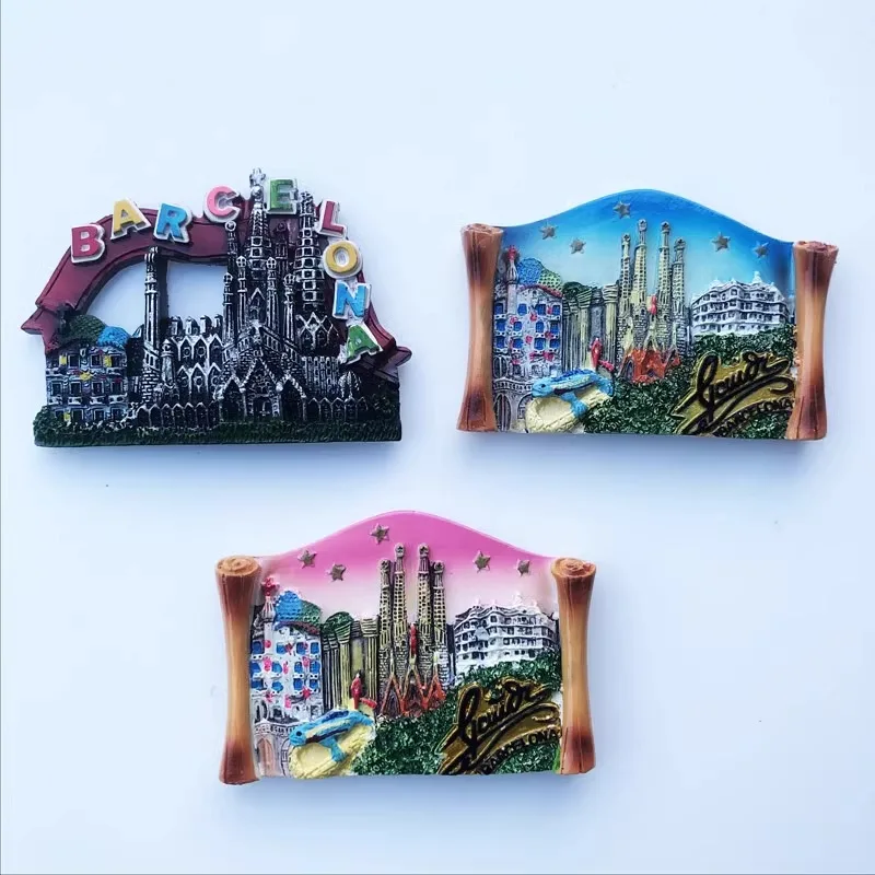 European Spanish tourist city Barcelona landmark creative memorial decoration crafts magnet refrigerator magnet