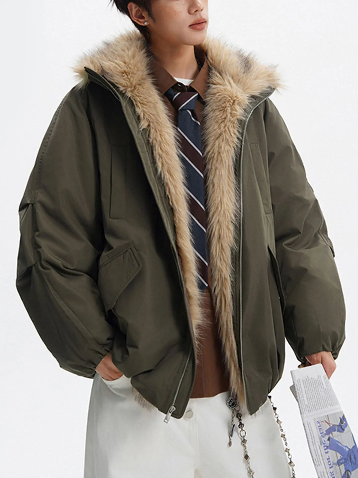 

Мужская кожаная куртка с меховым воротником, утепленная, свободного кроя, в стиле вестерн, для зимы, полихромная, модная, популярная, для активного отдыха