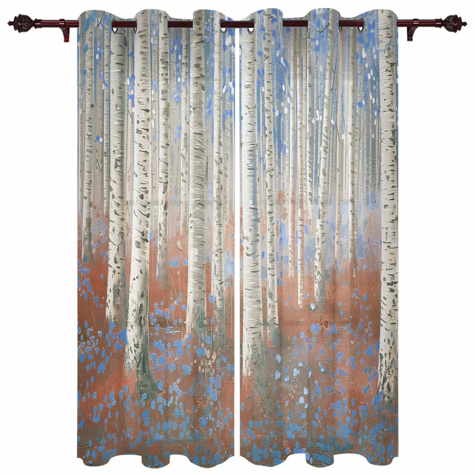 Impressionism Of Oil Painting Forest Plants Curtains for Living Room Hotel Decor Window Treatment Luxury Drapes In Home Bedroom