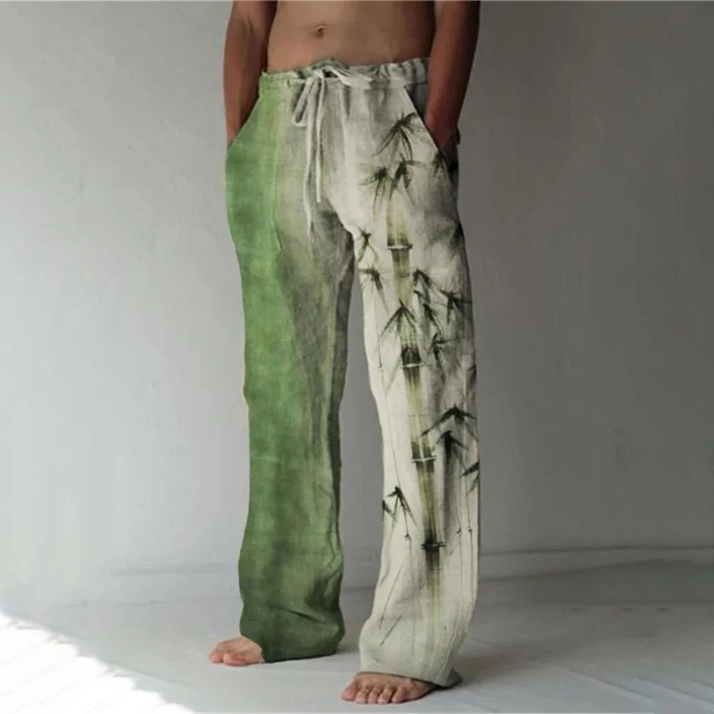 

2025 Men's New Wave Ripple 3D Printing Versatile Fashion men's Loose Casual Pants Pocket Drawstring Sports Pants