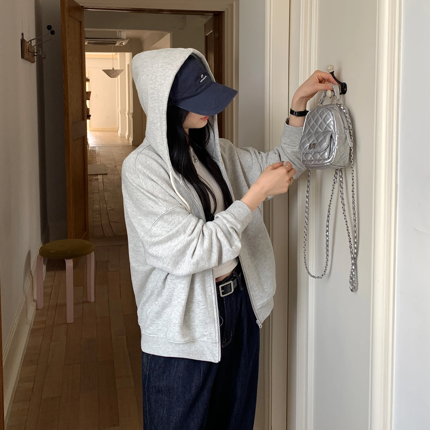 

Laid-ba Sle Толстовка Jaet Женская осенне-зимняя новинка Faion для похудения Sli Топ Повседневная удобная длинная молния све