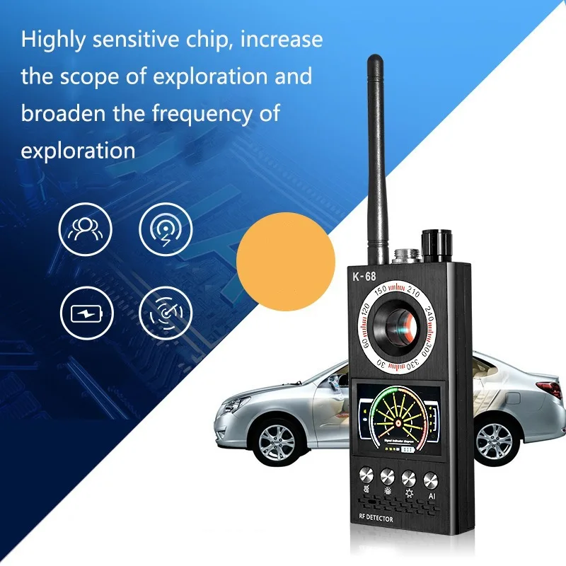 Multi-Function K-68 Anti Spy Detector GPS Tracker Finder Hidden Camera Detector 1MHz-6.5GHz Frequency 35 Hours Continuous