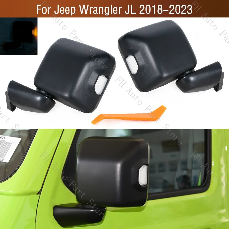 

Manual Folding Side Mirror Assembly Assy Rearview Mirror Light Cover Frame Glass For Jeep Wrangler JL 2018 2019 2020 2021-2023