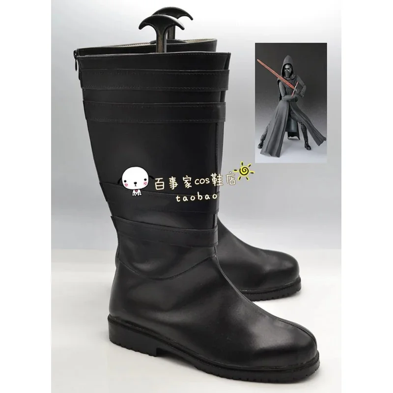 

qq34Обувь для косплея Movie Star Kylo Ren, черные кожаные ботинки для Хэллоуина, Рождества, индивидуальный заказ