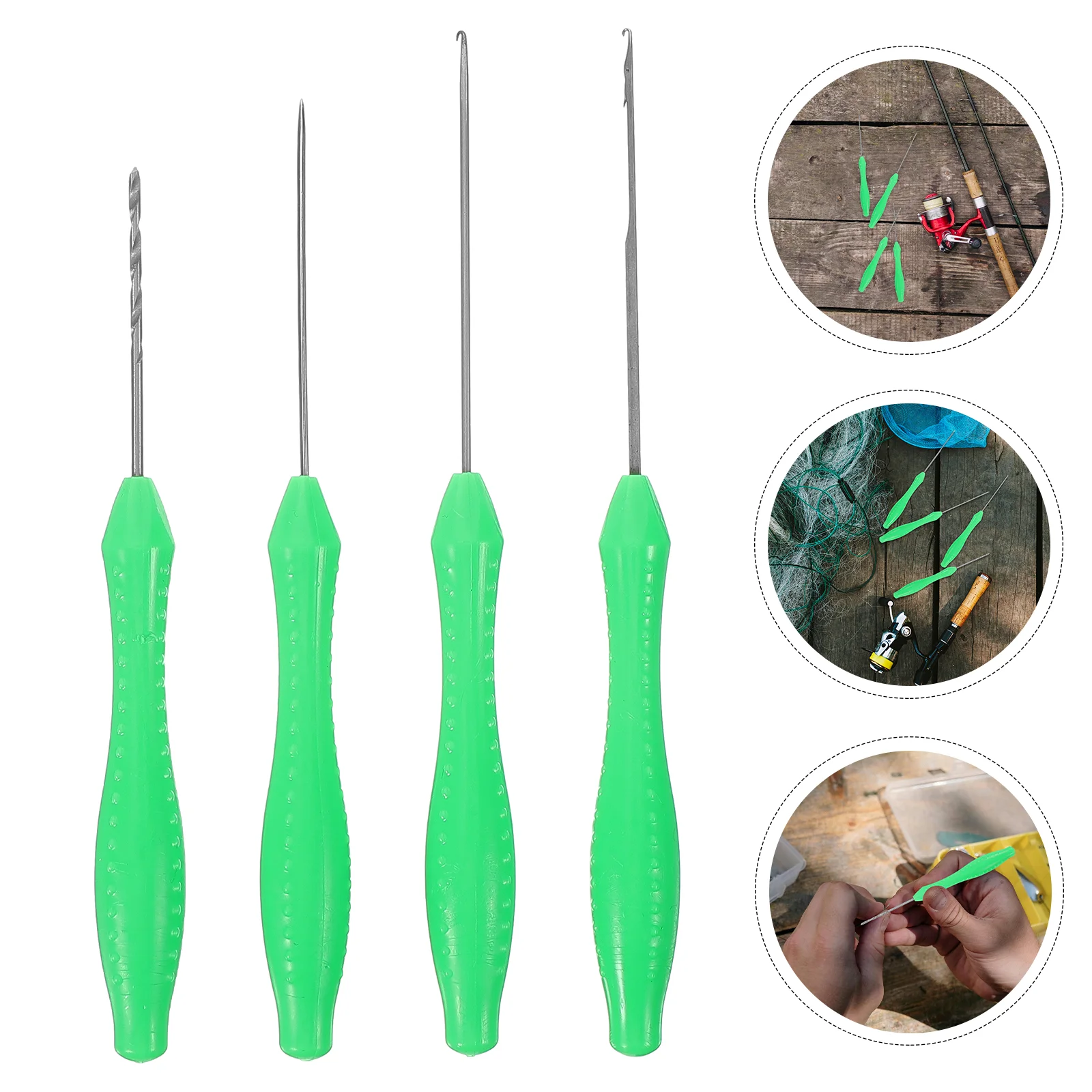 4 Pcs Fishing Gear Tools Parts Crochet Hook Metal Needle Bait Needles Stainless Steel Lure Library