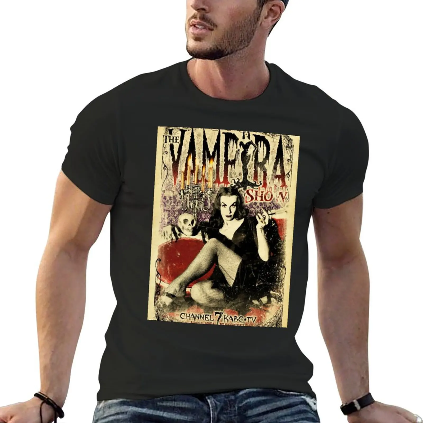 

Футболка VAMPIRA Show для мальчика, синяя архивная футболка на заказ, мужская мода