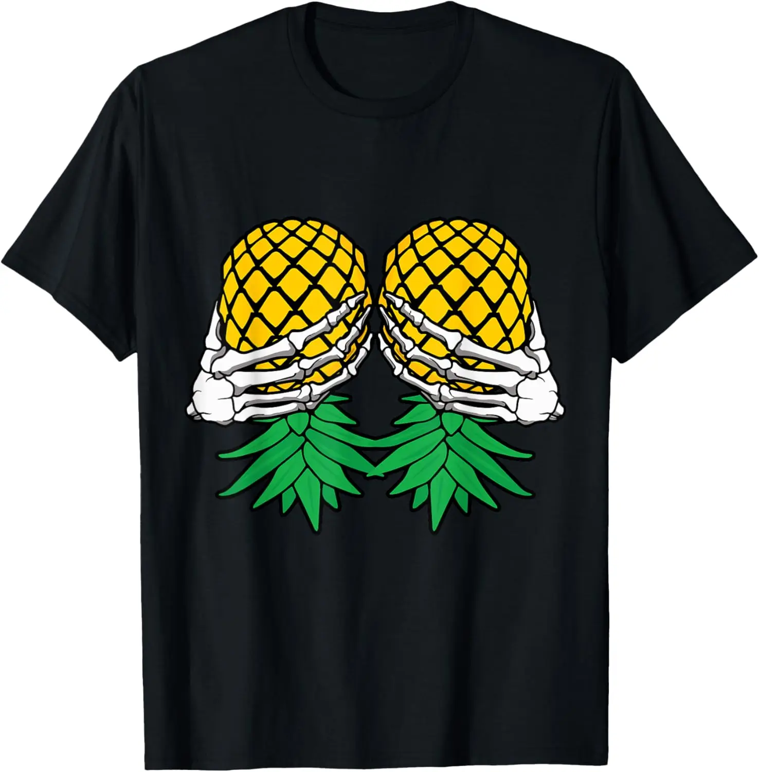 

Halloween Boob Upside Down Pineapple Swinger Skeleton Hand T-Shirt
