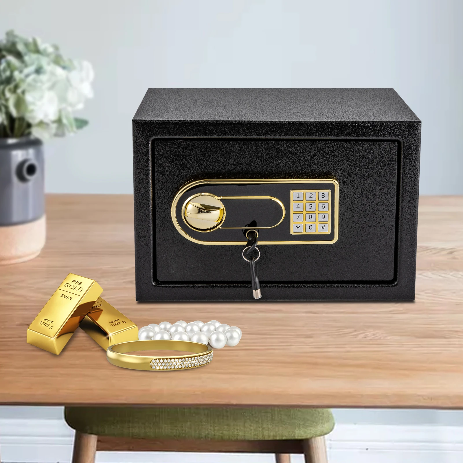 Safe Box Mechanical Safe Household Mini All-steel Office Safe Deposit Box with Digital Keypad Lock