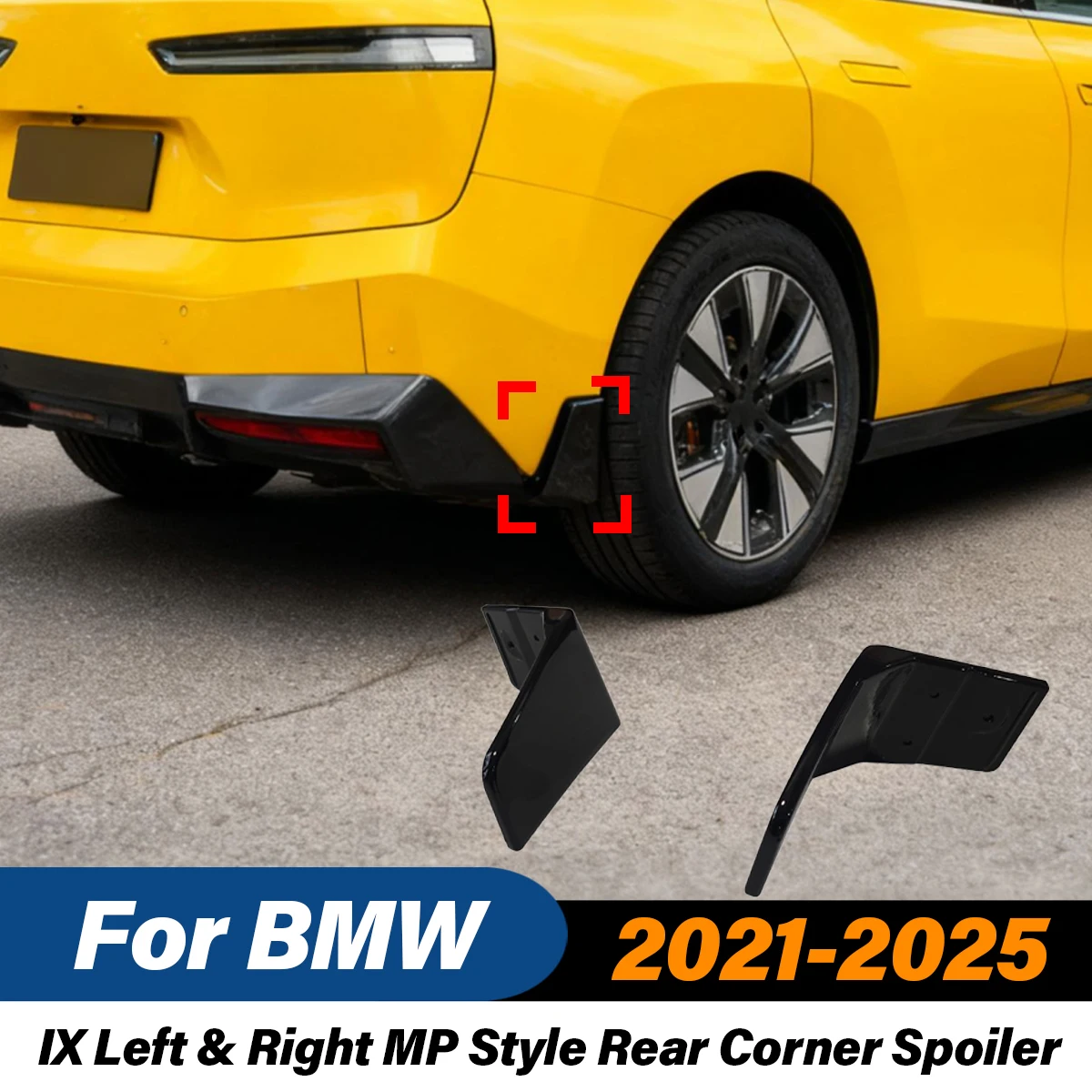 

For BMW IX 2021 2022 2023 2024 2025 Automobile Left & Right MP Style Rear Corner Spoiler Black Decorative Body Modification Kit
