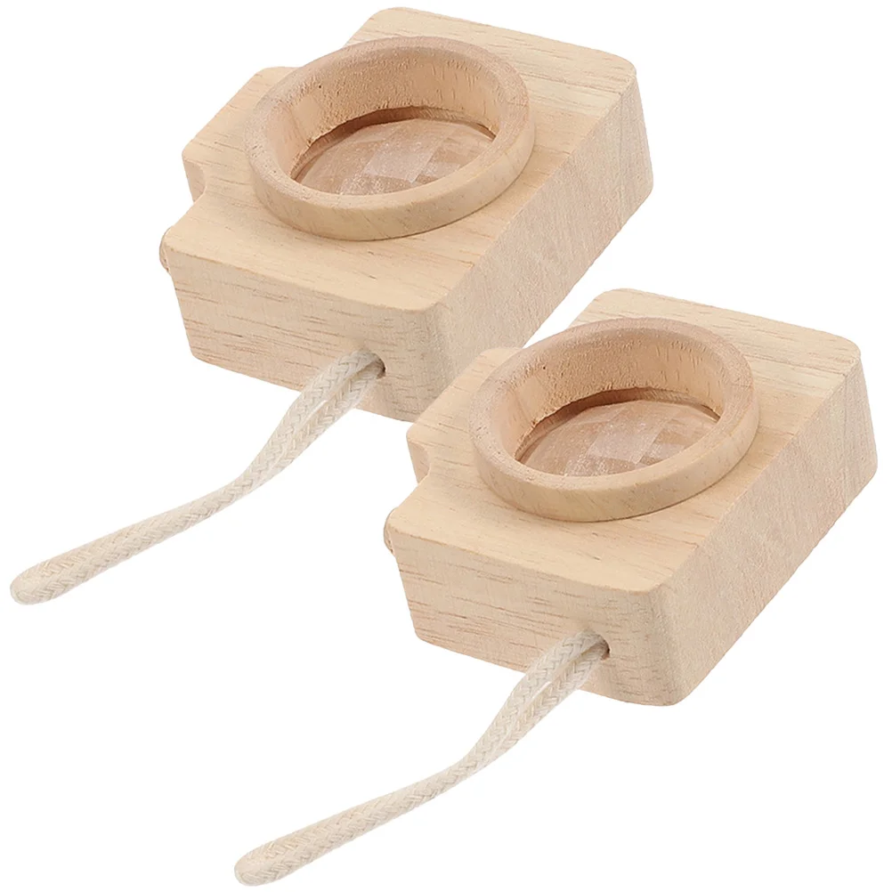 

2 Pcs Children's Kaleidoscope Camera Toy Funny Playthings Wooden Cameras Mini Miniature Kids Toys